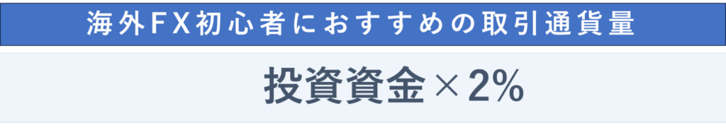 海外FX初心者におすすめの取引通貨量は投資資金×2％