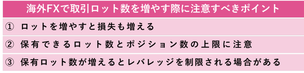 海外FXで取引ロット数を増やす際に注意すべきポイント