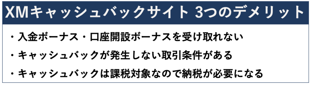 キャッシュバックサイト 3つのデメリット