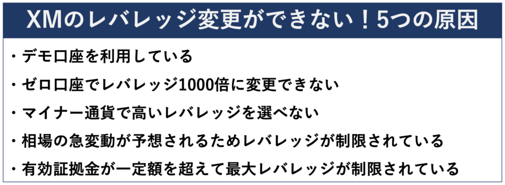 XM口座のレバレッジ変更ができない5つの原因